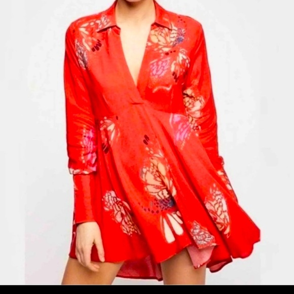 🦋 Free People extra small butterfly mini dress tunic 🦋 - Picture 1 of 14